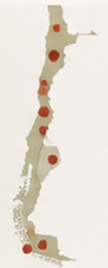 Mapa de Chile con sitios patrimoniales marcados